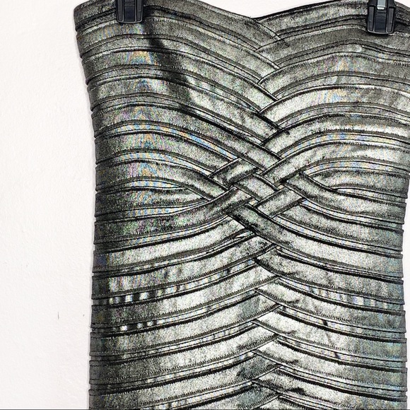 BCBG Silver Metallic Bandage Dress size Small - Picture 3 of 8